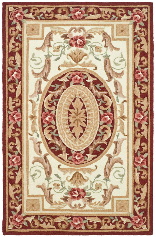 Safavieh DuraRug EZC472A Ivory / Burgundy 3 x 5 Area Rug