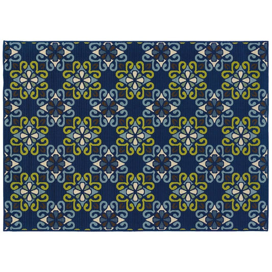 StyleHaven Cayman Floral Lattice Indoor Outdoor Rug, Blue, 8x11 ft