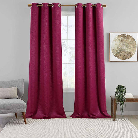 Virginia Blackout Room Darkening Window Curtain Leaf Design (Set of 2) 74 x 108