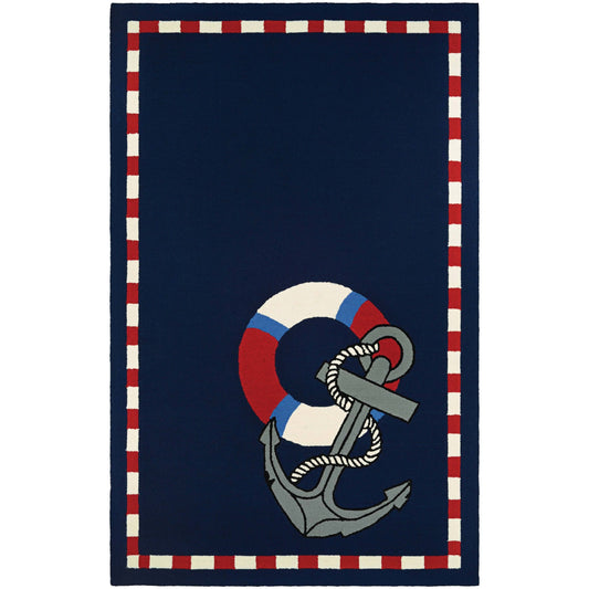 Couristan Outdoor Escape Anchors Away Navy Area Rug - 8 x 11