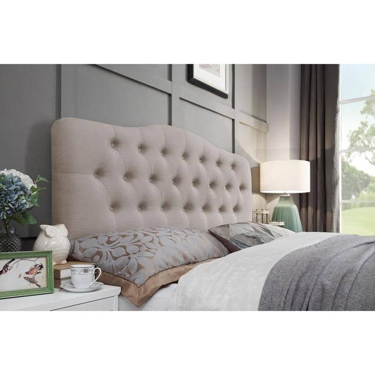 Charlotte Upholstered Panel Headboard Color Beige, Size King