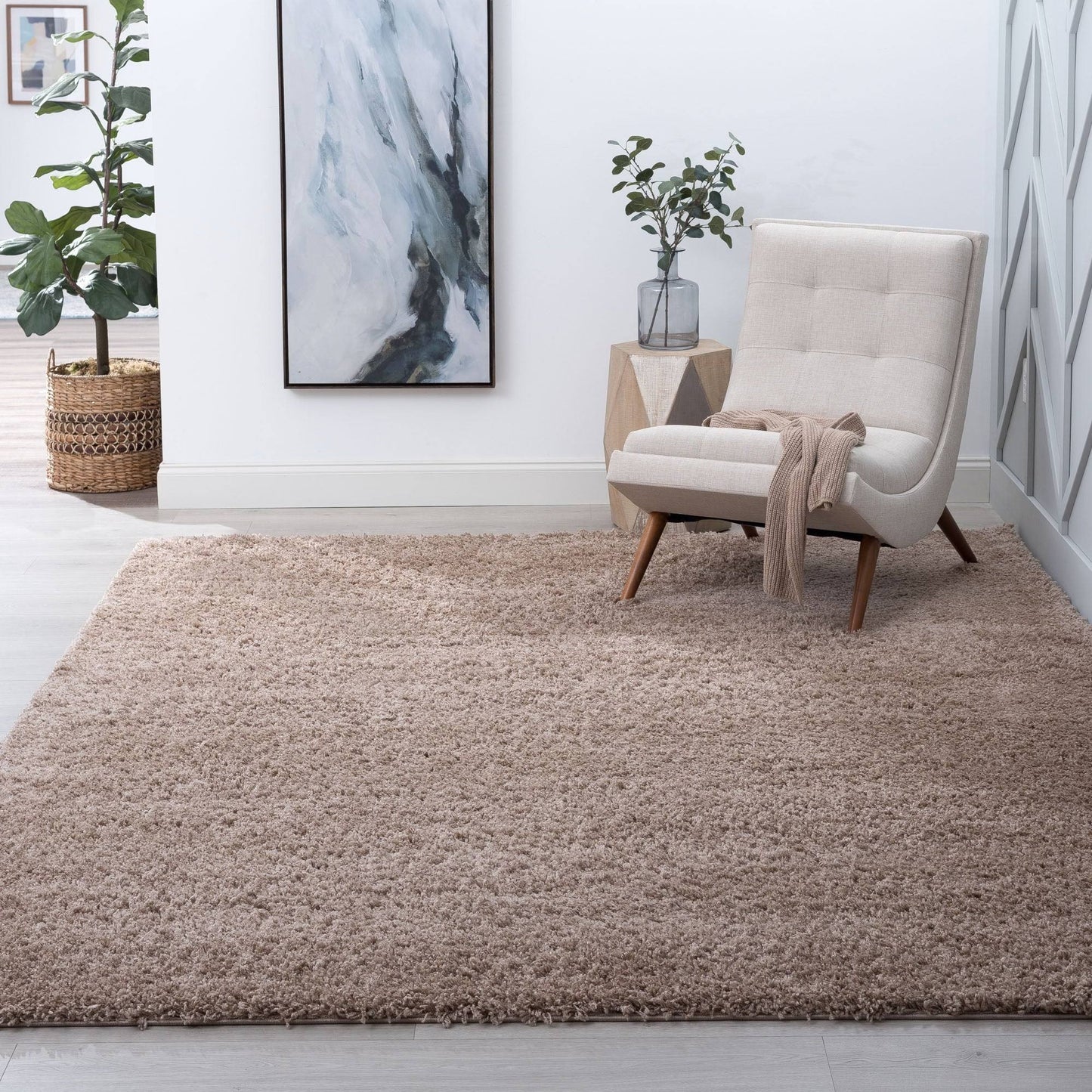 Alise Rugs Joy Shag Transitional Solid Area Rug - Tan - 33 x 411