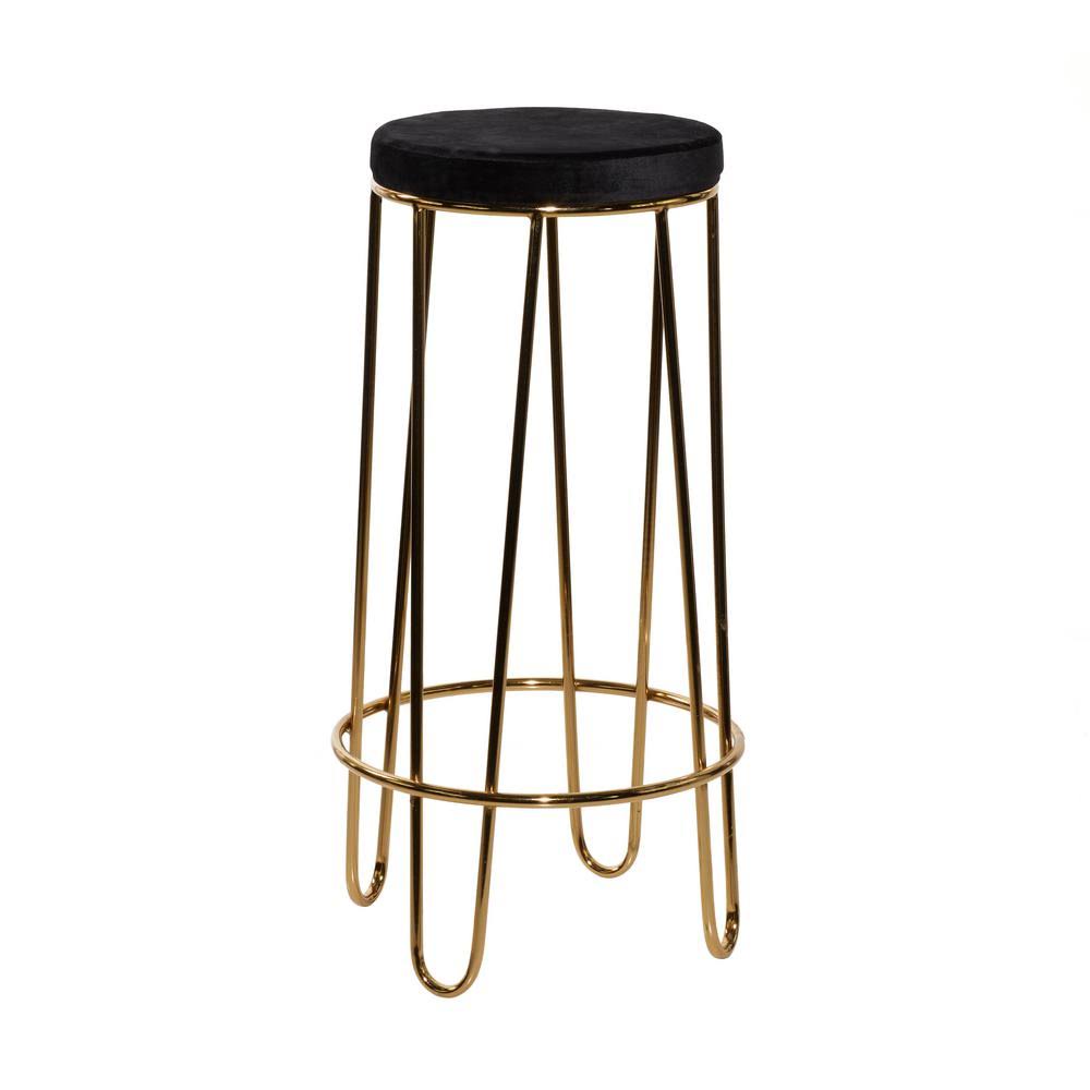 Decmode Gold Metal Contemporary Bar Stool 31 x 17 x 17 - 39741