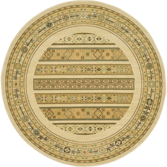 Unique Loom Pasadena Fars Area Rug - 6 x 6 Round - Beige