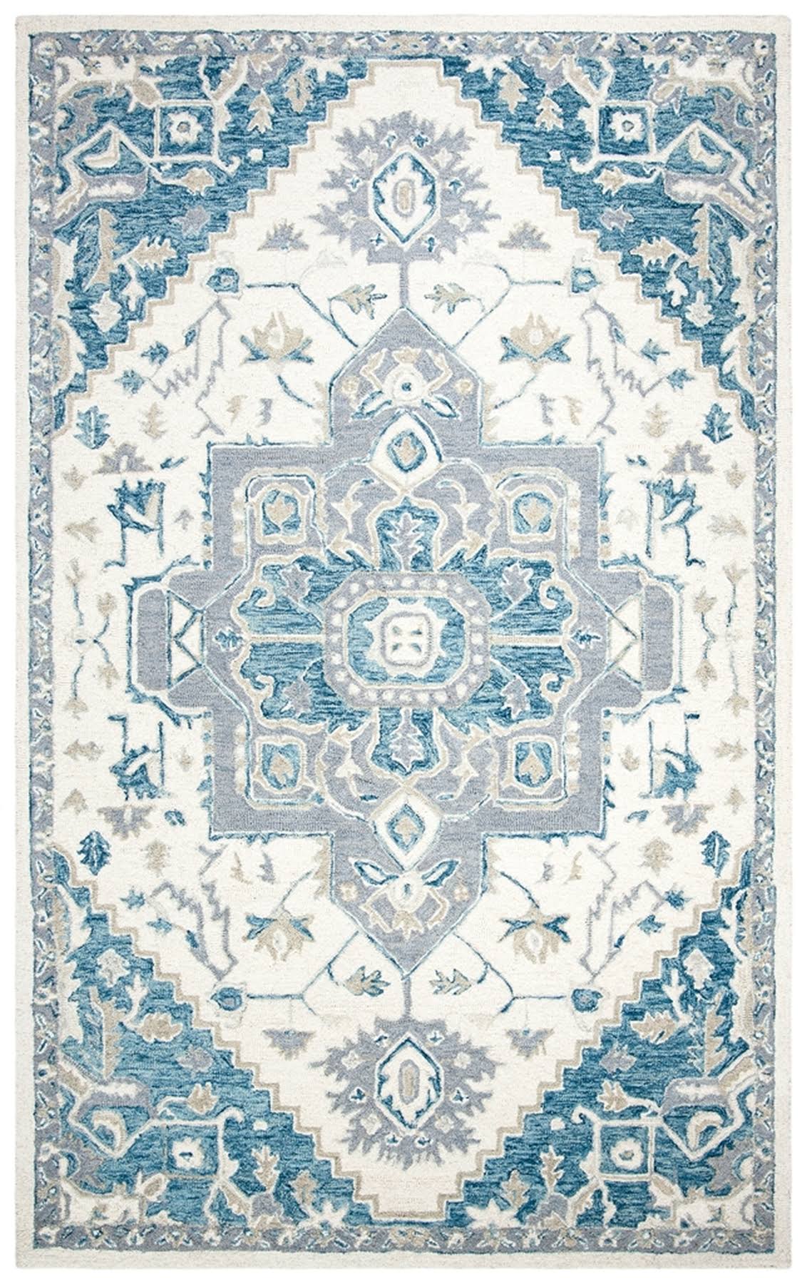 Safavieh Micro-Loop Ivory/Navy 8 ft. x 10 ft. Border Area Rug