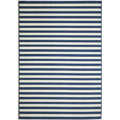 Folsom Striped Navy Blue/Cream Indoor / Outdoor Rug Birch LANE Rug Size: Rectangle 18