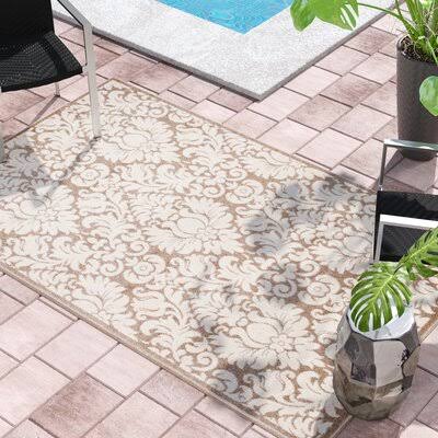 Carman Floral Wheat/Beige Area Rug Charlton Home Rug Size: Rectangle 3 x 5