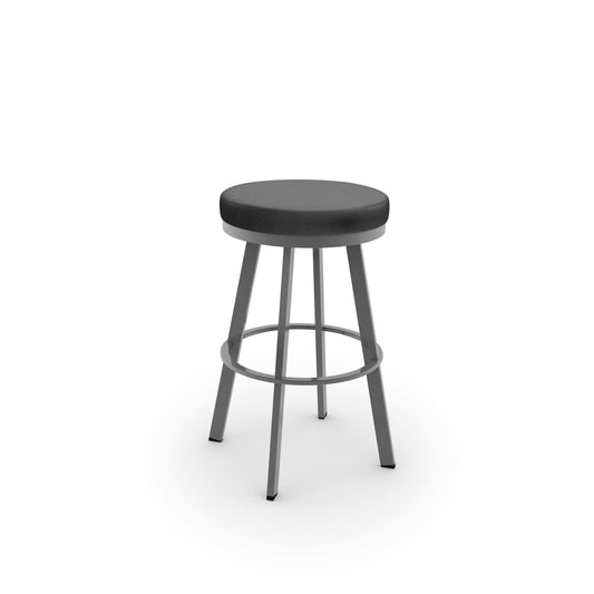 Amisco Swice Swivel Counter Stool - Heather Light Grey Polyester / Black Metal