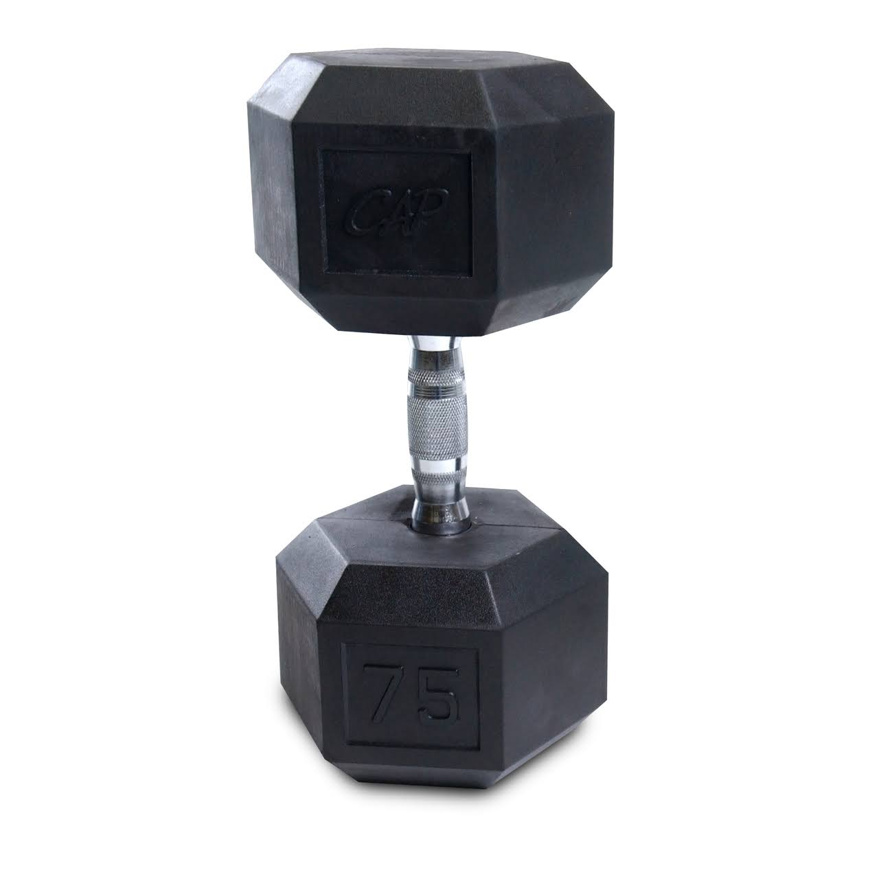 Cap Barbell Rubber Coated Hex Dumbbell, Single - 75 lbs