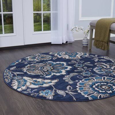 Caffey Floral Blue Area Rug Andover Mills Rug Size  Round 710