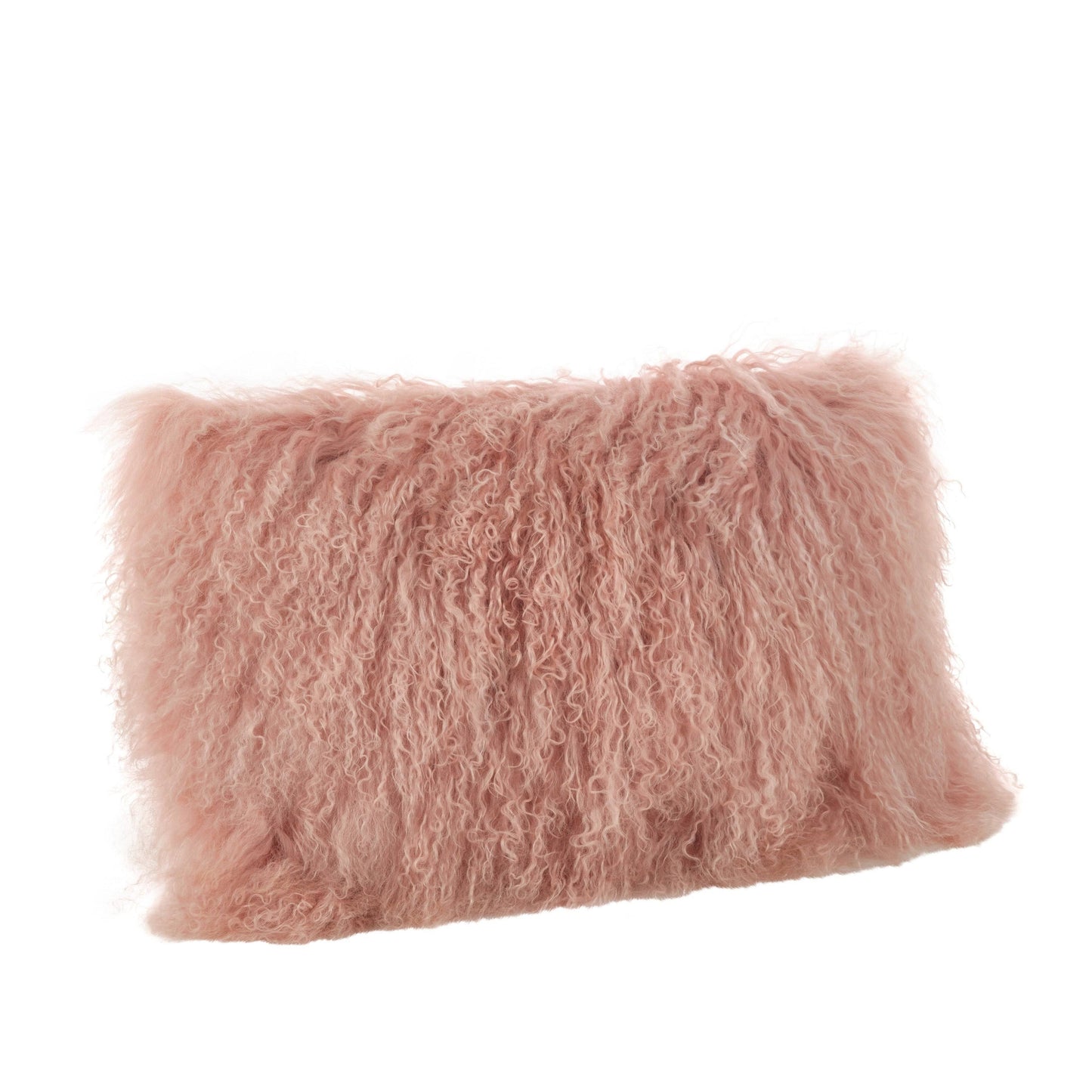 Saro Lifestyle 3564.RS1220B 12 x 20 in. Wool Mongolian Lamb Fur Throw Pillow, Rose