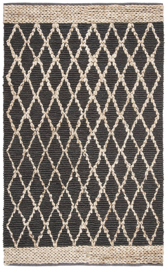 Safavieh Handmade Natural Fiber Bethia Casual Jute Trellis Rug Natural, Charcoal 6 x 9 6 x 9 Rectangle