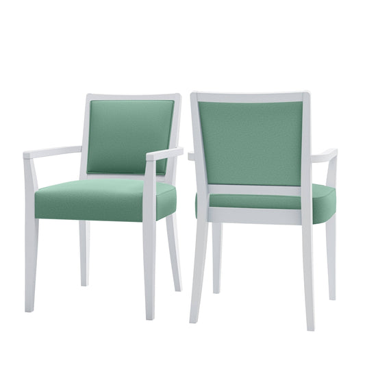 Copper Grove Olin Upholstered White Finish Arm Dining Chairs (Set of 2) - Mint Green