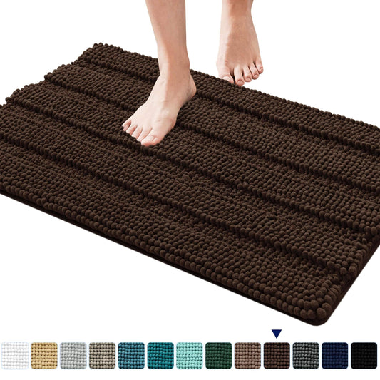 Subrtex Non-Slip Bathroom Rugs Chenille Soft Striped Plush Bath Mat - 24