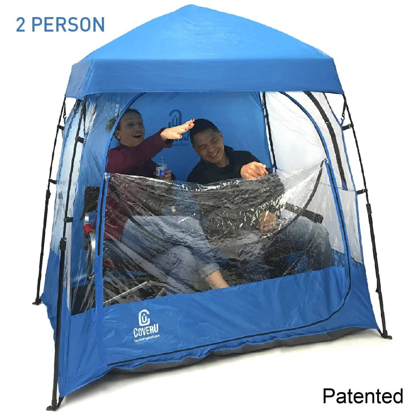 CoverU Sports Shelter – 2 Person Weather Tent Pod (Blue) – Patents Pending