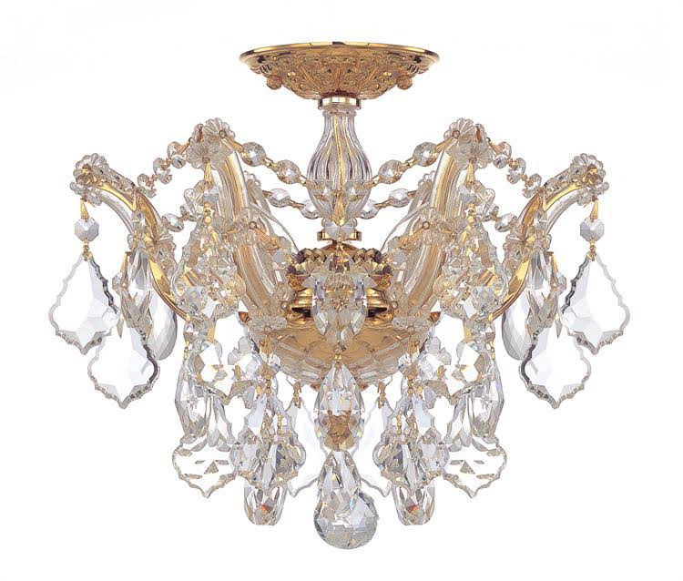 Crystorama 4430-Gd-Cl-Mwp Maria Theresa 3 Light Ceiling Mount In Gold