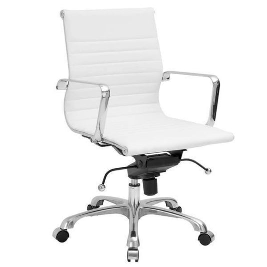 EdgeMod Ribbed Mid Back Office Chair, White