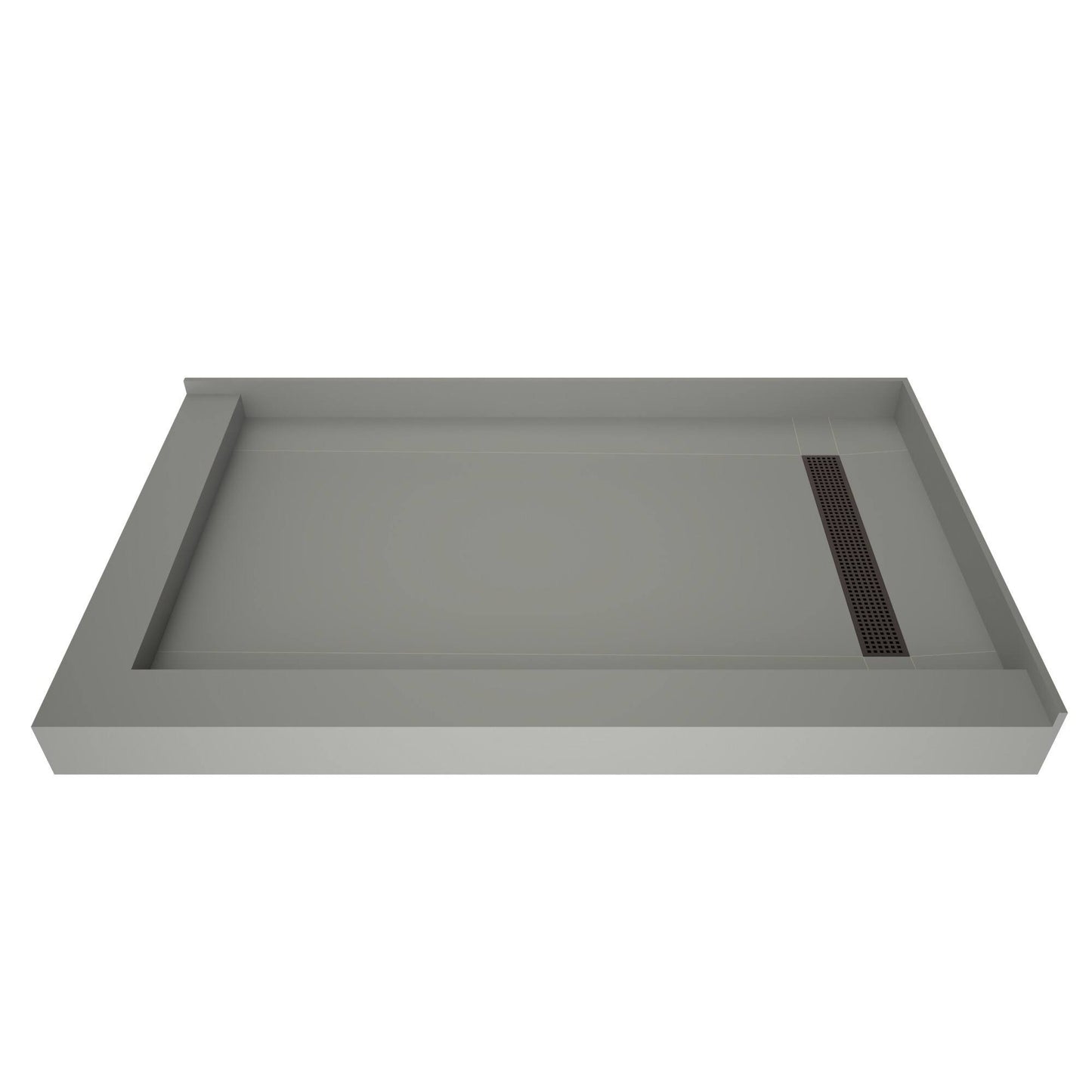 Tile Redi Double Threshold Shower Base with Designer Grate, Bronze