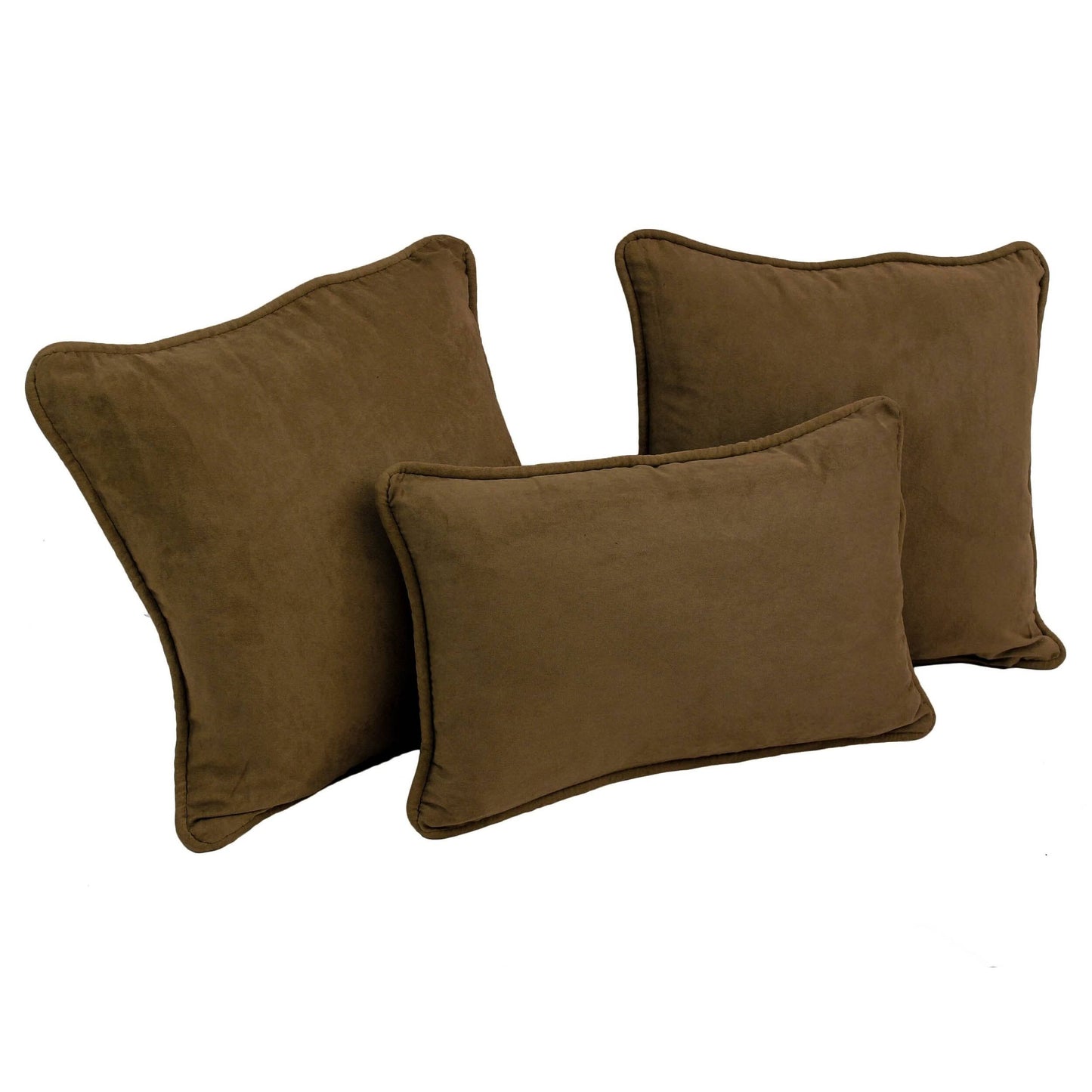 Blazing Needles 3 Piece Microsuede Decorative Pillow Set Chocolate