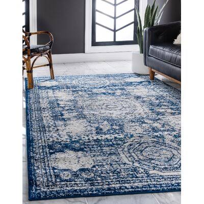 Pat Oriental Navy Blue Area Rug Charlton Home Rug Size  Rectangle 6 x 9