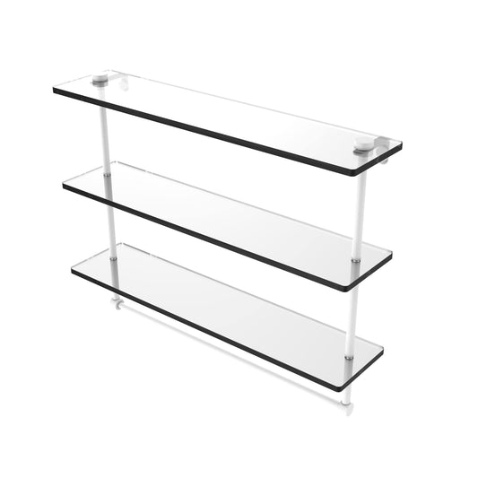 Allied Brass Triple Tiered Glass Shelf with Integrated Towel Bar - Matte White - 22 inch