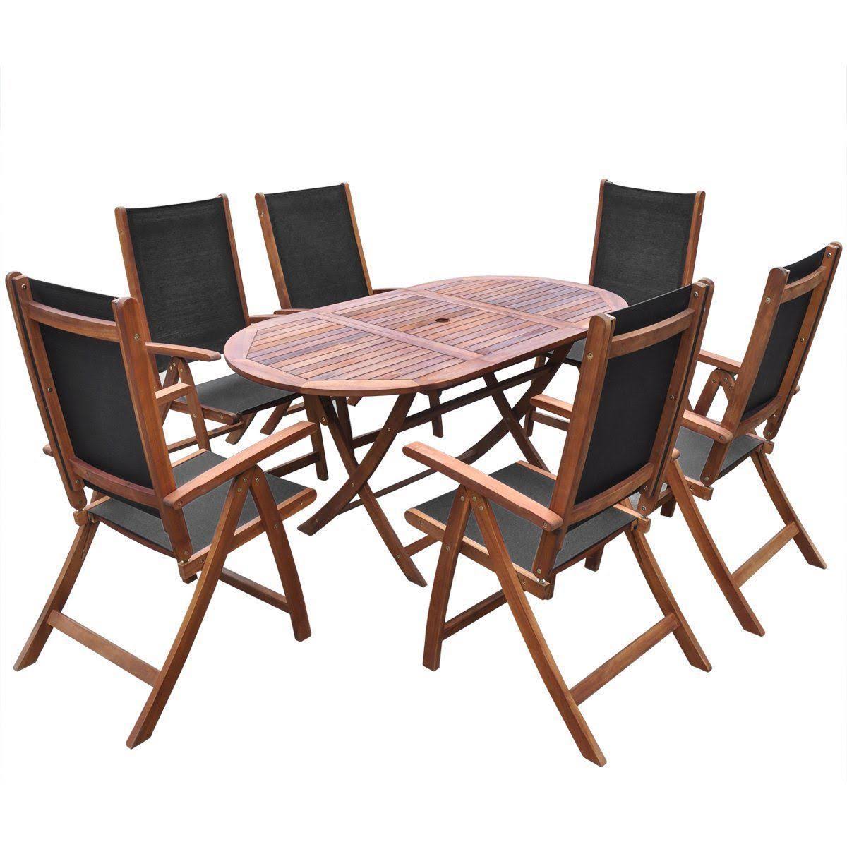 vidaXL 7 Piece Outdoor Dining Set Solid Acacia Wood