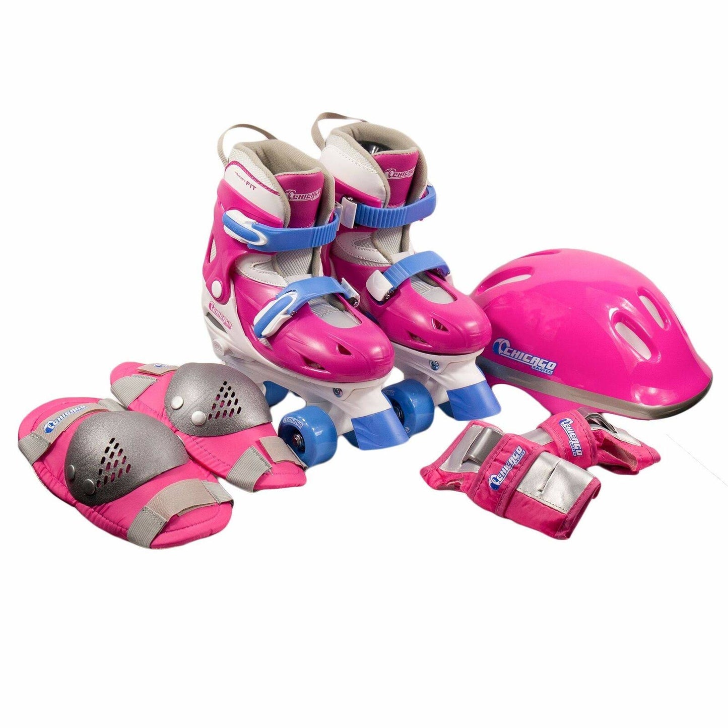 Chicago Skates Girls Adjustable Quad Skate Combo, Pink, Size J10-J13