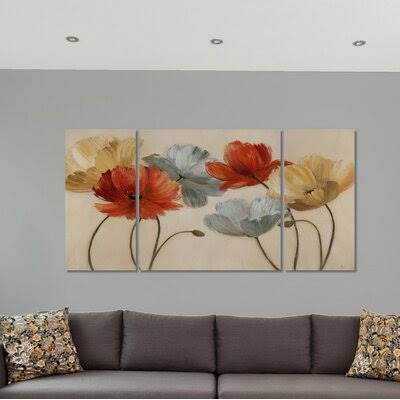 Poppy Palette Revisited - 3 Piece Print on Canvas Andover Mills Size: 24