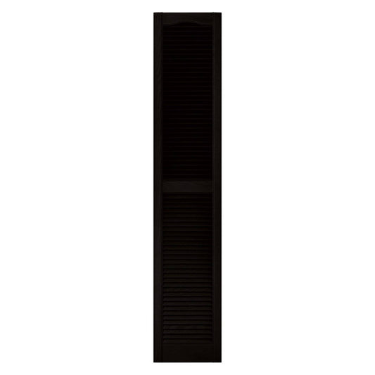 Builders Edge 12 in. x 67 in. Louvered Vinyl Exterior Shutters Pair in Black