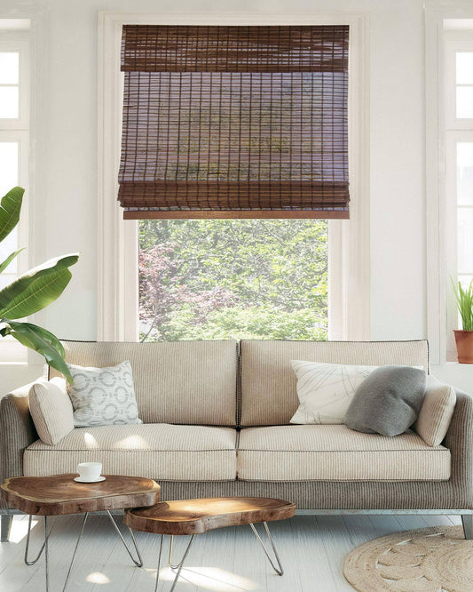 Chicology Cordless Bamboo Roman Shades, Size 36 inch x 64 inch, Brown