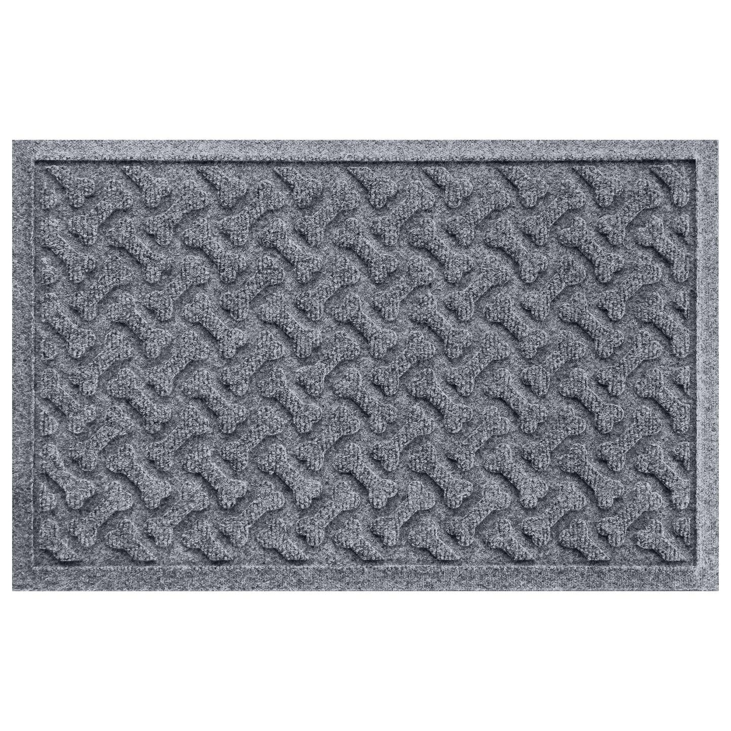 Bungalow Flooring Waterhog Dog Bone Dog Dinner Mat, Bluestone, 36 x 24-in