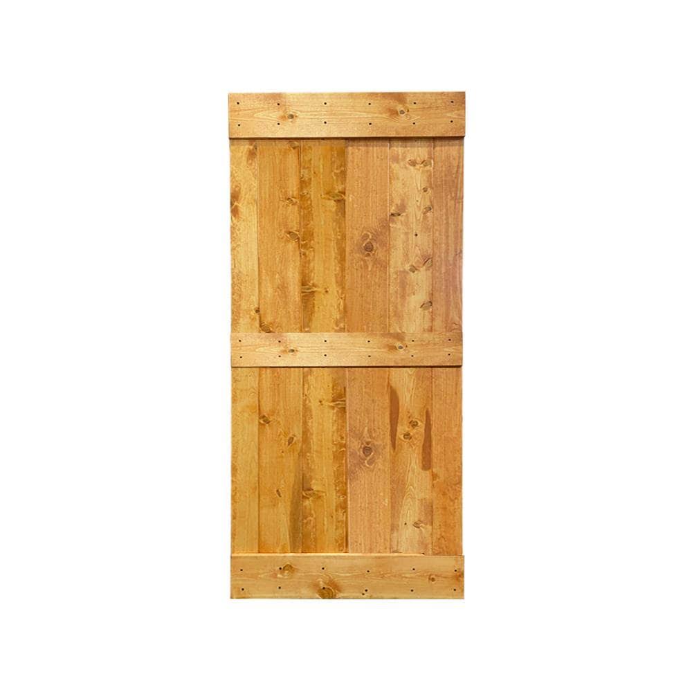 CALHOME Mid-Bar Series Stained Soild Wood Interior Sliding Barn Door - Colonial Maple - 24 x 84