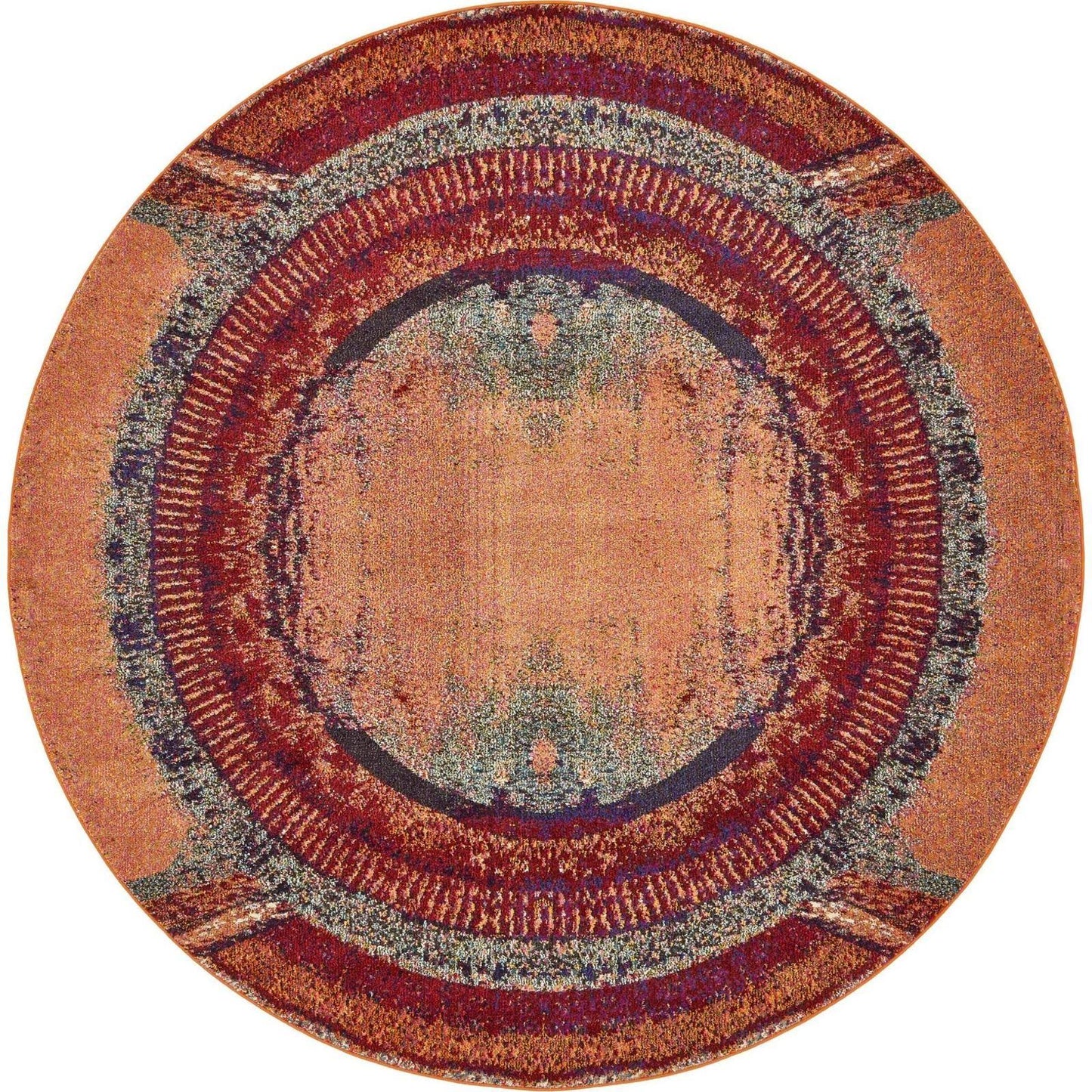 Unique Loom Selene Estrella Round Rug - 8 x 8 Orange