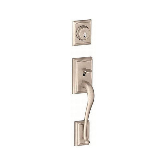 Schlage F62-Add-Ply Double Cylinder Addison Handleset with Plymouth Interior Kno - Satin Nickel