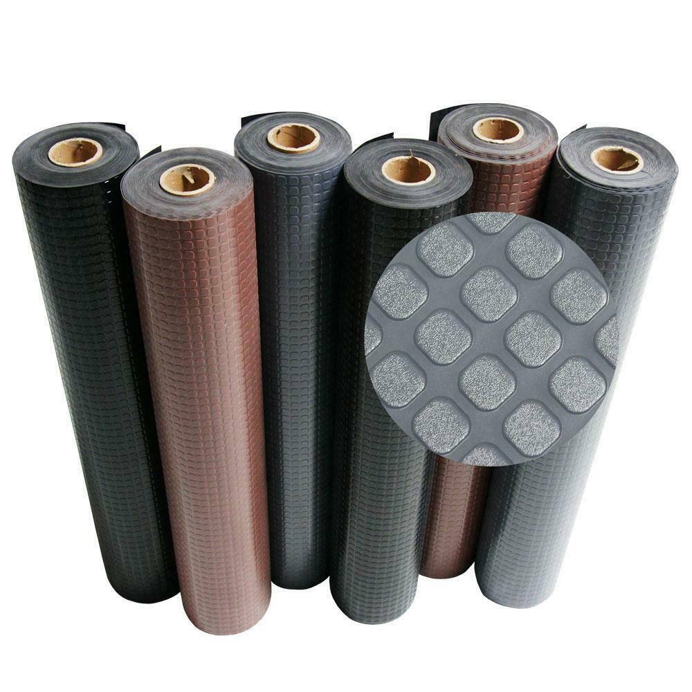 Rubber-Cal Block-Grip Rubber Flooring Rolls - Brown 96 x 48 x 0.08 in.