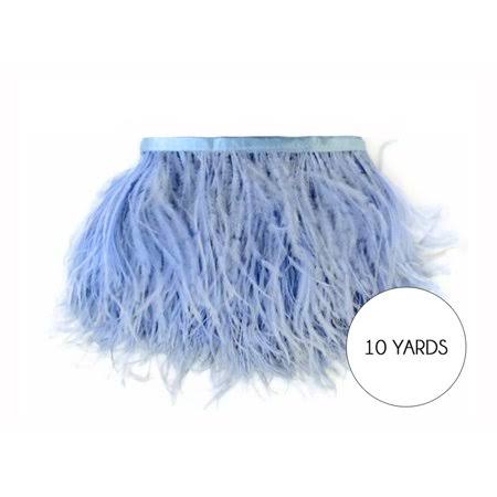 10 Yards - Light Blue Ostrich Fringe Trim Wholesale Feather (Bulk)