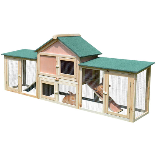 PawHut 83 Wooden Two Story Outdoor Deluxe Rabbit Bunny House Hutch Pet Cage