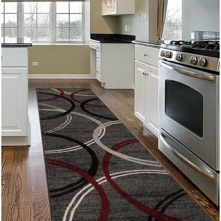 Ebern Designs Ivy Contemporary Abstract Circles Design Gray Area Rug, Size  Runner 2 x 72 inch