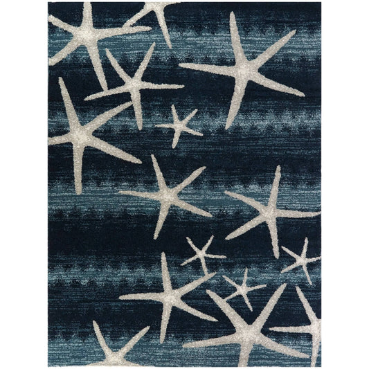 BALTA Martin Dark Blue 4 ft. x 6 ft. Coastal Starfish Area Rug