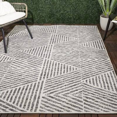 Brylee Geometric Gray Indoor/Outdoor Area Rug AllModern Rug Size  Rectangle 710