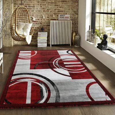 Delana Abstract Red/Gray Area Rug Orren Ellis Rug Size  Rectangle 37