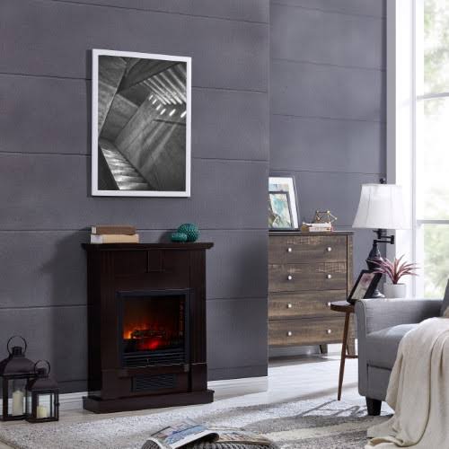 Bold Flame 28 inch Electric Fireplace Heater, Dark Chocolate, Brown