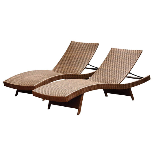 Abbyson Palermo Adjustable Chaise Lounge - Set of 2, Brown