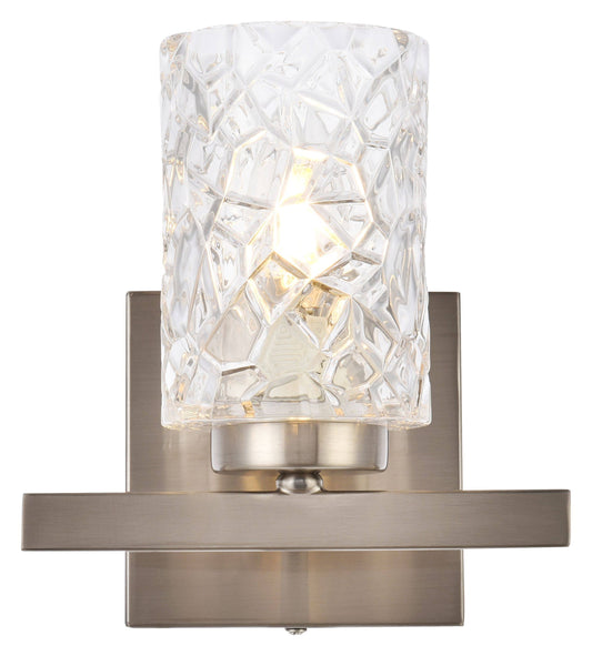 Cassie 1 Light Bath Sconce in Satin Nickel with Clear Shade LD7025W7SN