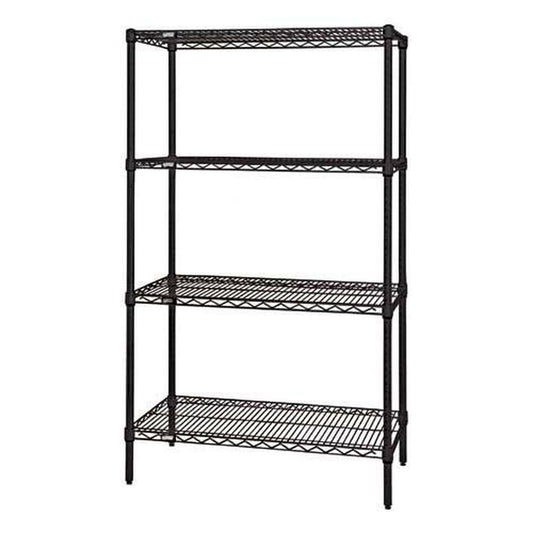 Quantum WR54-1248BK Wire Shelving 4-Shelf Starter Units - Black, 12