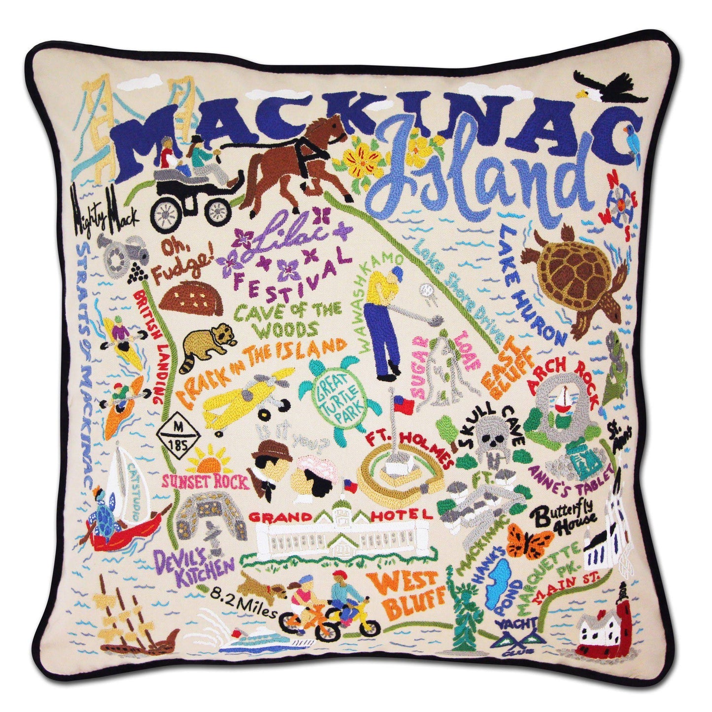 Berkshires Hand Embroidered Catstudio Pillow