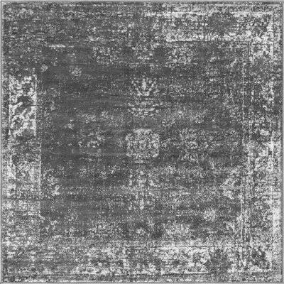 Brandt Floral Dark Gray Area Rug Mistana Rug Size  Square 5