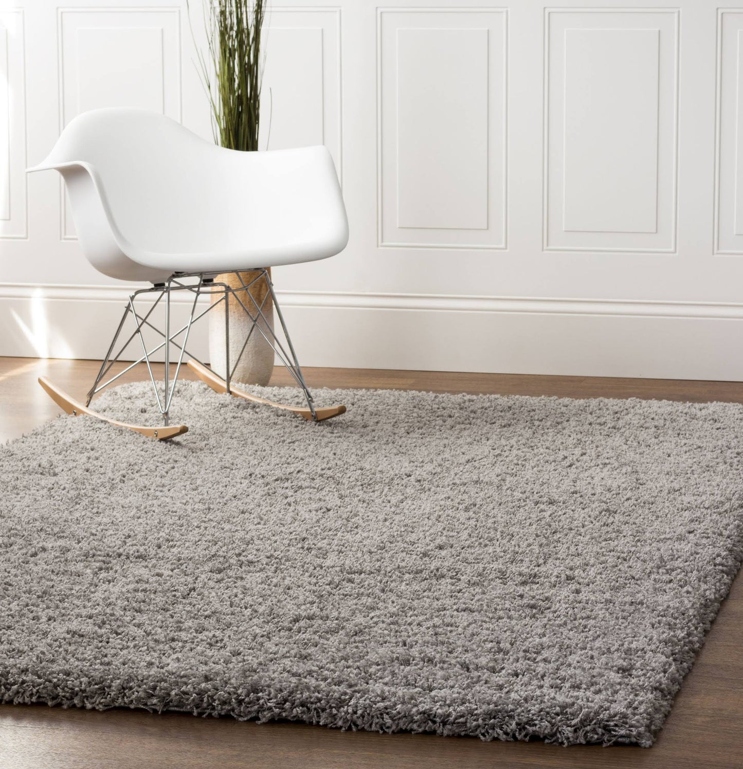 Super Area Rugs, Cozy Plush Solid Gray Shag Rug , 6 7 inch x 9 6 inch