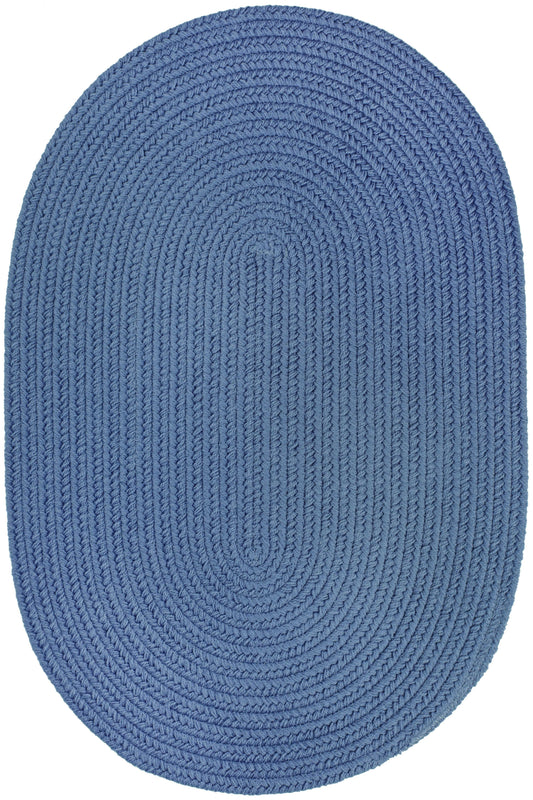 Rhody Rug S028R048X072 Solid Marina Blue Poly 4x6 Oval Rug