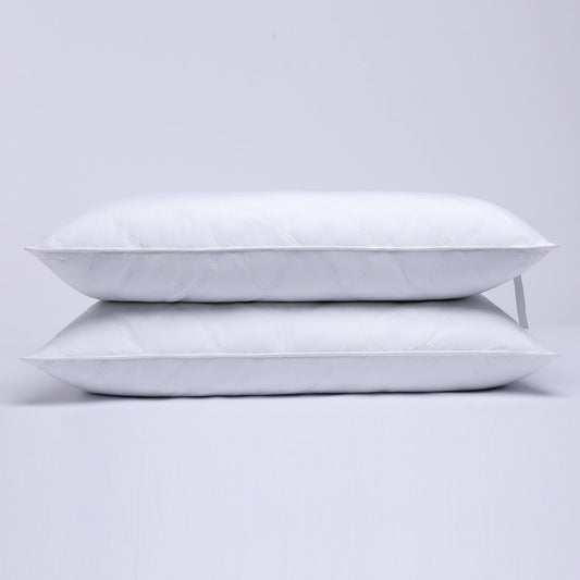 Puredown Quilted Feather and Down Pillow with 100% Cotton Cover - Set of 2 - Standard/Queen, White